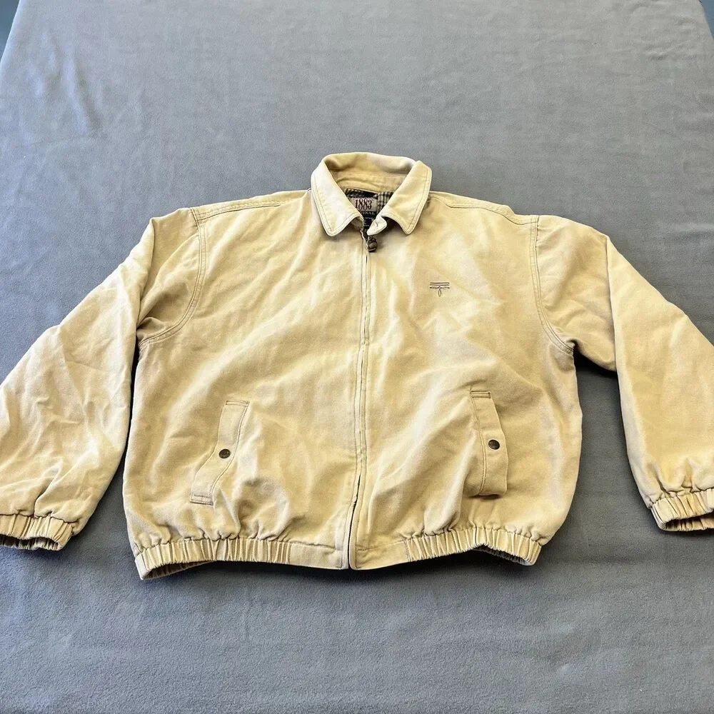 Vtg Lucchese Jacket Mens XL 1883 Original Canvas Bomber Tan Western Cowboy